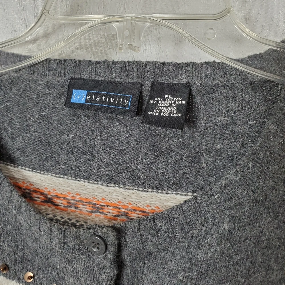 RELATIVITY Rabbit Hair Embellished Cardigan Sweater